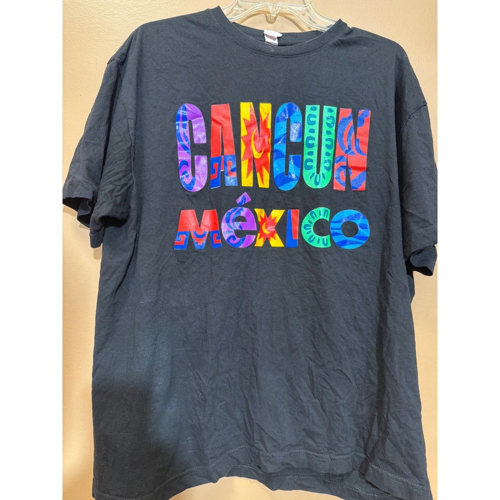 Euro Cotton Cancun Mexico Graphic T-Shirt Mens XL BlackShort Sleeve Souvenir Tee
